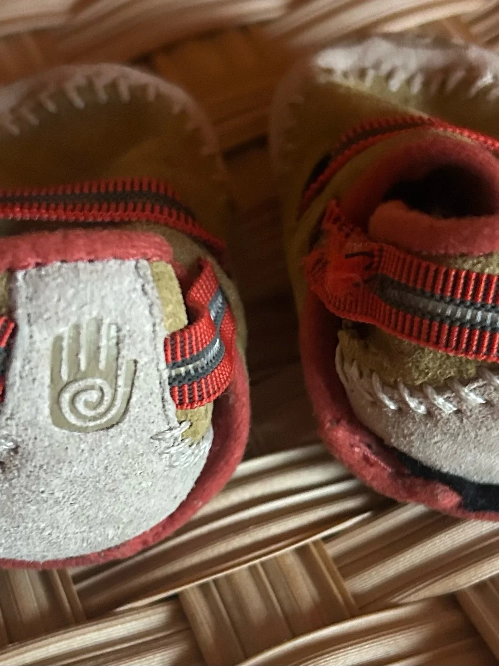 Wolverine Suede Kids Moccasins with Coral Trim